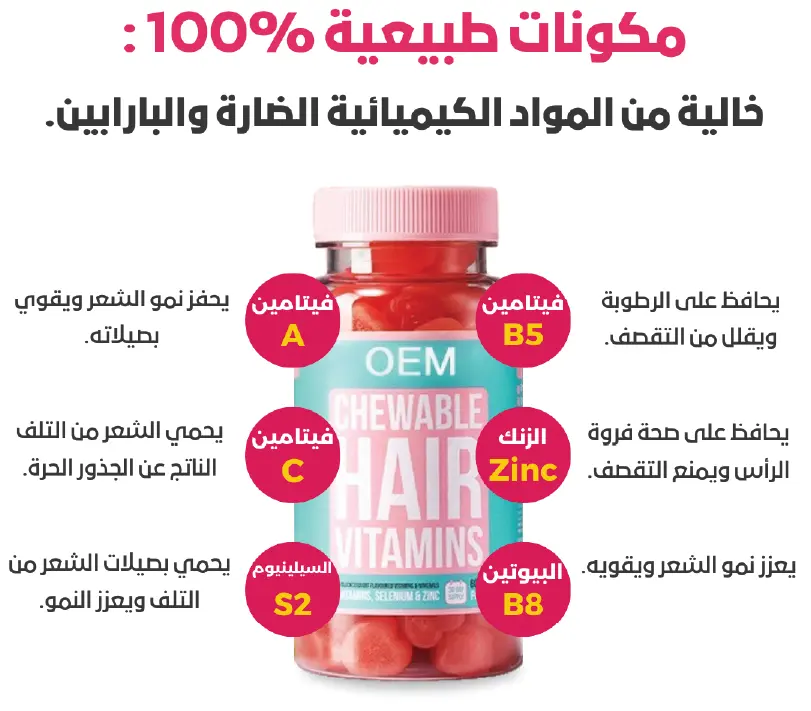 فيتامينات لتقليل التساقط وتكثيف الشعر